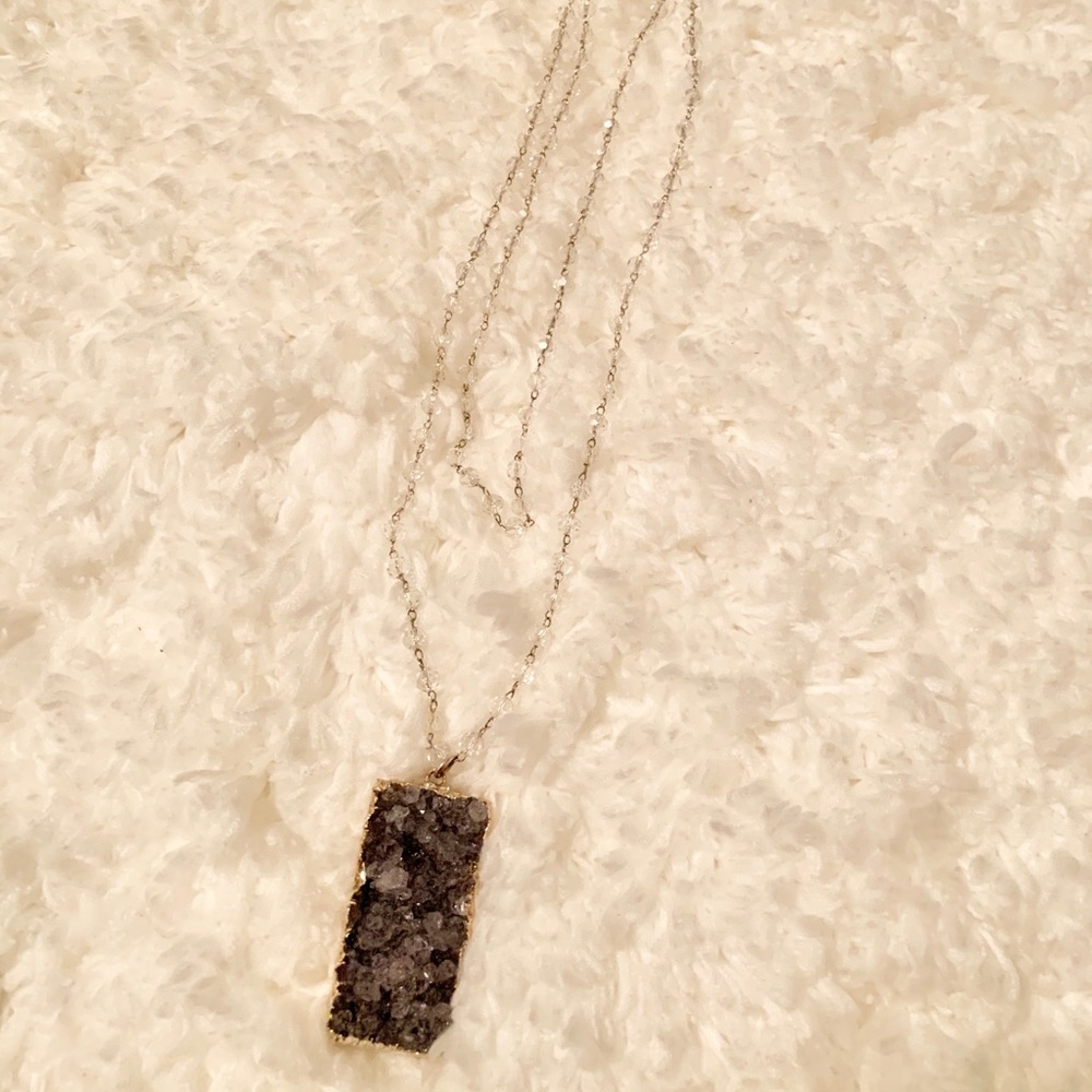 Love Poppy Rectangle Druzy Necklace